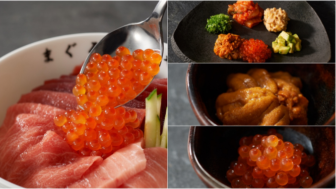 Premium bowl with toppings such as ikura and uni